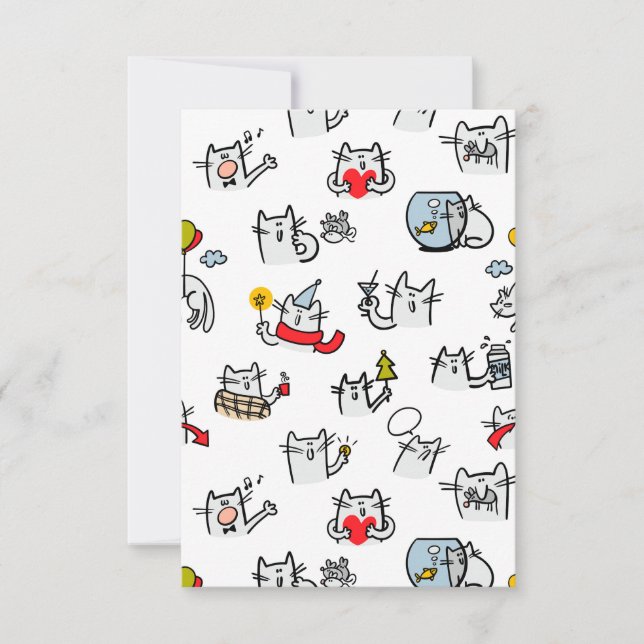 Convites Gatos engraçados, leite e magia. (Frente)