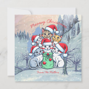 Convites Gatos Feliz Natal, Meowy Natal, Presente Divertido