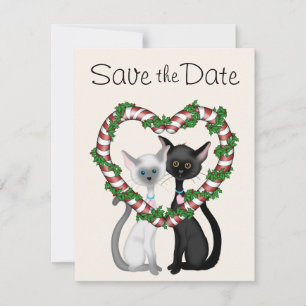 Convites Gatos Fofos de Feriado Salvam o Aviso de Casamento