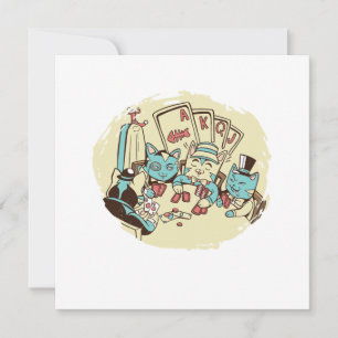 Convites Gatos Jogando Cartas de Pôquer Presente de Cassino