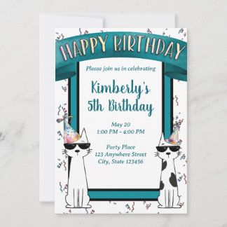 Convites Gatos Legais Feliz Aniversário