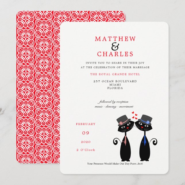 Convites Gatos Negros Gatos Negros Gafos-Gafos, Casados, LG (Frente/Verso)