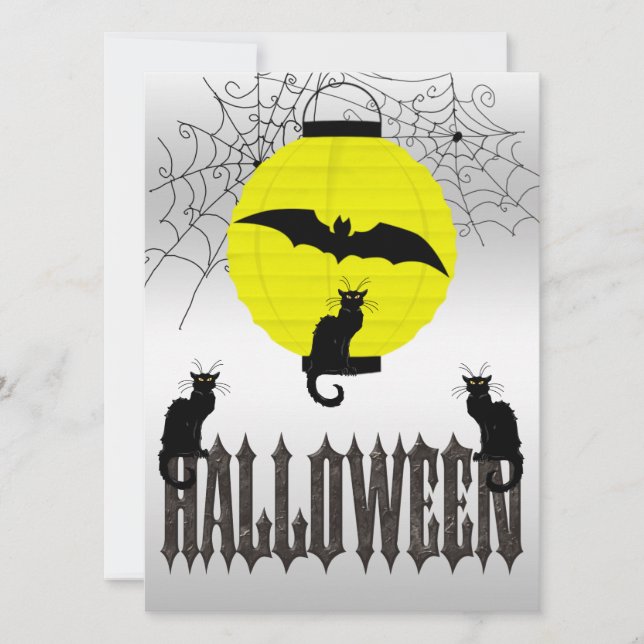 Convites Gatos Pretos, Morcego Voador & Teias de Aranha (Frente)
