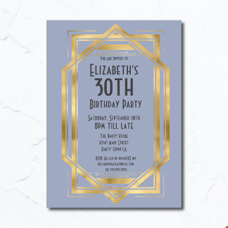 Convites Gatsby 1920 Art Deco Blue | ANIVERSÁRIO DE 30 ANOS