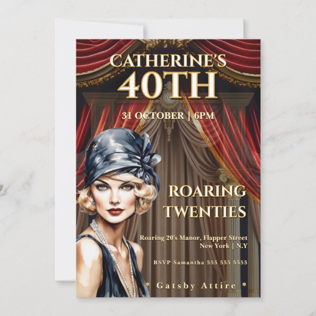 Convites Gatsby 40th Birthday Party Invitation (Frente)