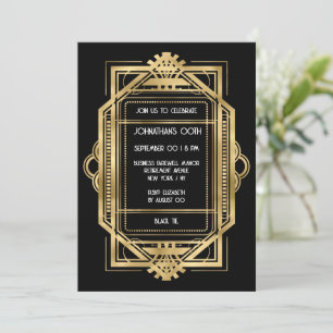 Convites Gatsby art deco gold frame DIY foto party