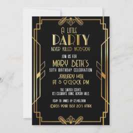 Convites Gatsby, Art Deco, murder mystery, Soirees