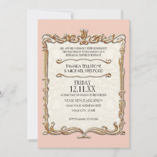 Convites Gatsby Art Deco Nouveau Lace Faux Tulip Dourado