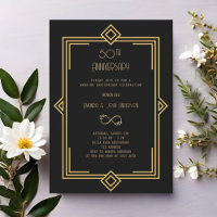 Gatsby Art Deco preto 50º aniversário de casamento