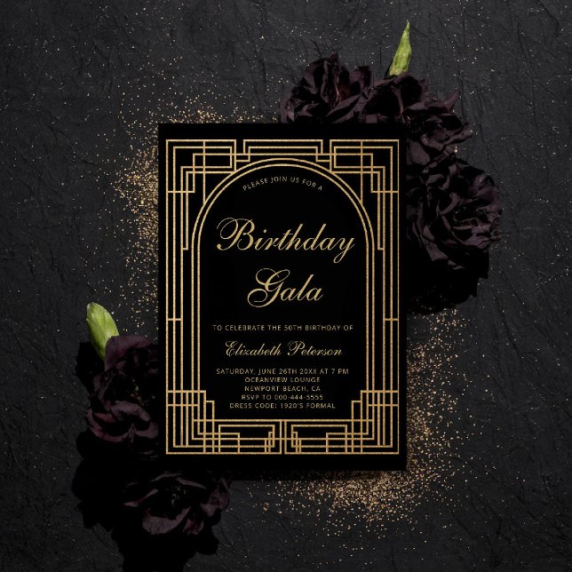 Convites Gatsby Art Deco Roaring 20s Elegant Arch Birthday (gatsby invitation roaring 20s twenties art deco black tie gold formal business corporate event)