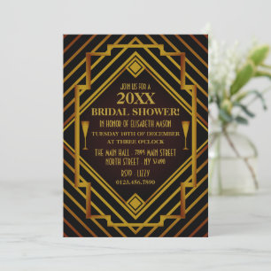 Convites Gatsby Dourado Chá de panela
