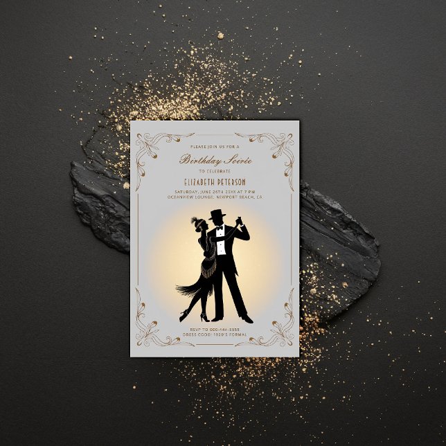 Convites Gatsby Roaring 1920 Deco Frame Flapper Aniversário (gatsby party invitation roaring 1920s art deco frame elegant classy business corporate event)
