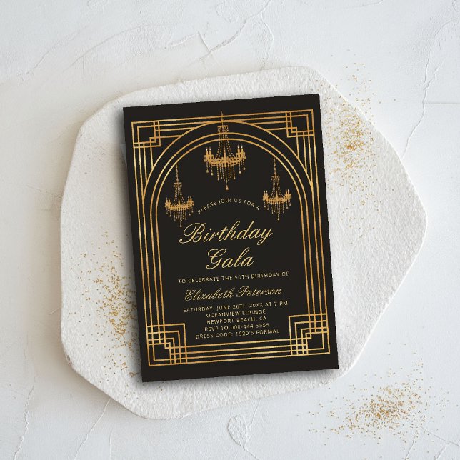 Convites Gatsby Roaring 20s Deco Chandeliers Chic Birthday (gatsby party invitation roaring 1920 twenties prohibition deco chandeliers elegant business ball)