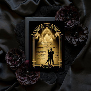 Convites Gatsby Roaring Twenties Deco Chandeliers Birthday