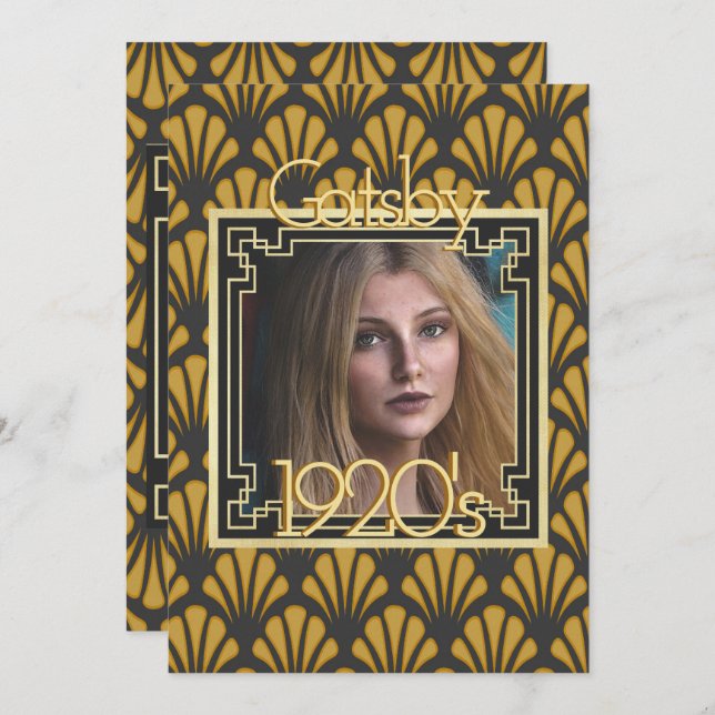 Convites Gatsby vintage Art Deco, 1920 (Frente/Verso)