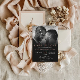 Convites Gay do casamento com rosa de foto preto moderno