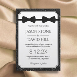 Convites Gay Gravatas de Arco Duplo Brilhante Preto Moderno