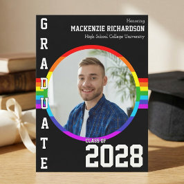 Convites Gay Student Pride Rainbow Graduation Announcement 