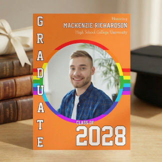 Convites Gay Student Pride Rainbow Graduation Announcement