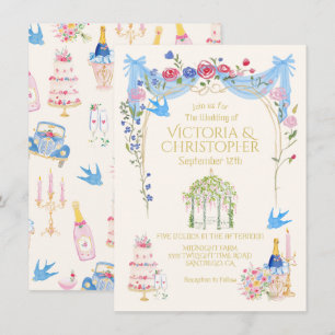 Convites Gazebo Floral Francês de Casamento Caprichoso