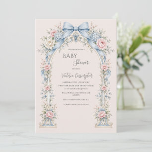 Convites Gazebo Floral Vintage Rosa Elegante Chã de Bebê