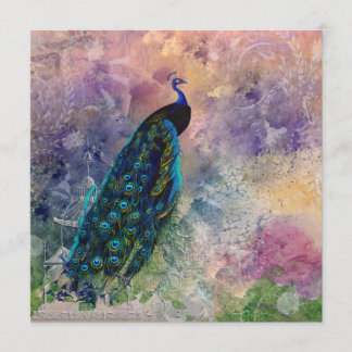 Convites Gazebo Peacock Romântico e Aquarela