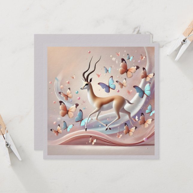 Convites Gazelle and Butterflies Fantasy Art (Frente/Verso In Situ)