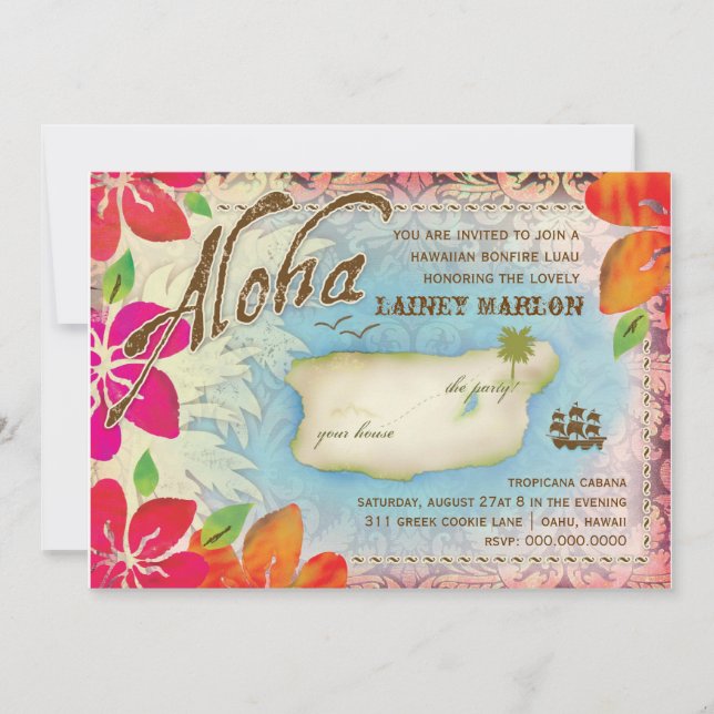 Convites Gc| Aloha Luau Island 2 (Frente)