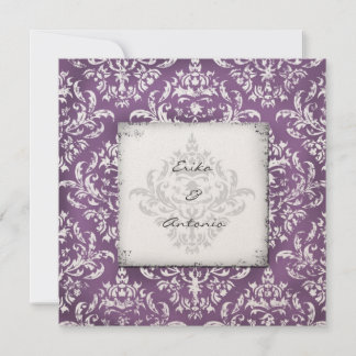 Convites GC | Erika Vintage Damask Berinjela Dourado Metáli