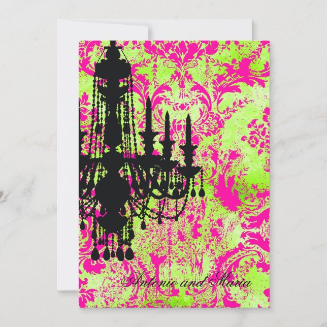 Convites GC| Jolie Chandelier Limão Damask (Frente)