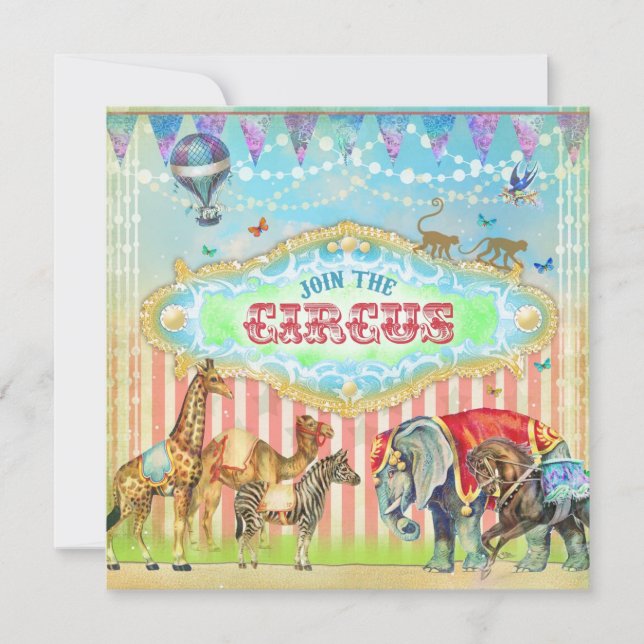 Convites GC Magical Join the Circus Vintage Boy (Frente)