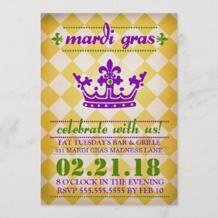 Convites GC Mardi Gras Madness Dourado Metálico