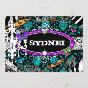 Convites GC   Senhorita Diversão e Coisas Fantásticas Azul 