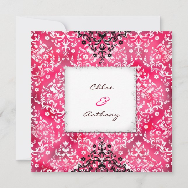 Convites GC| Vintage Damask| Rosa Delicioso (Frente)