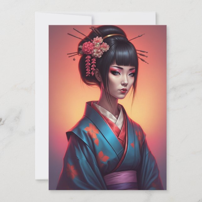 Convites geisha brush art  (Frente)