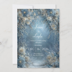 Convites Gelo Azul Floral Branco Pingente de Inverno Casame