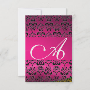 Convites gelo rosa rsvp DAMASK GEM MONOGRAM