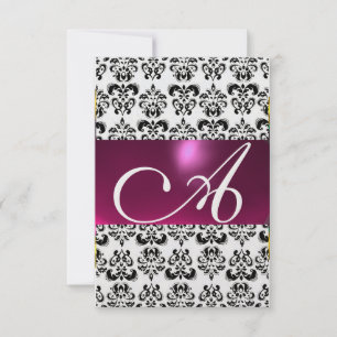 Convites gelo rosa rsvp DAMASK GEM MONOGRAM