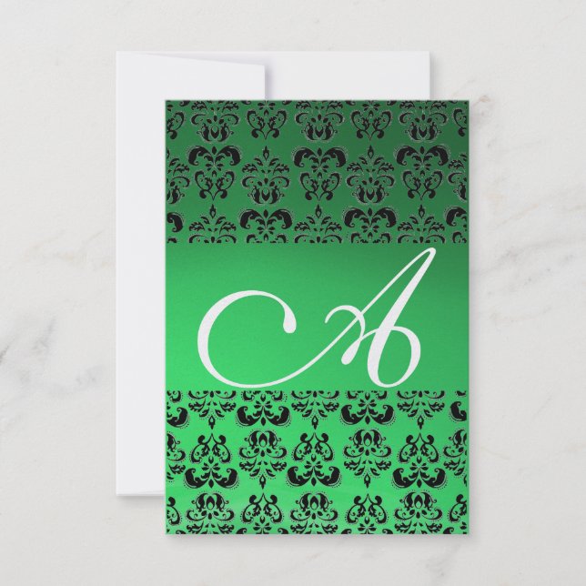 Convites gelo verde rsvp DAMASK GEM MONOGRAM (Frente)