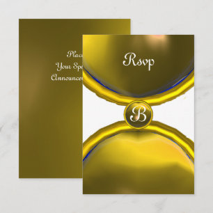 Convites GEM DOURADA MAGIC RINGS MONOGRAM rsvp