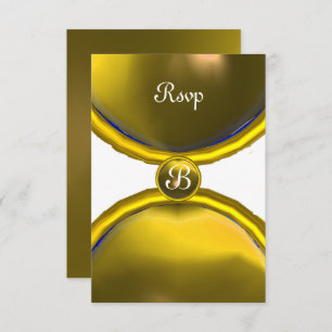 Convites GEM DOURADA MAGIC RINGS MONOGRAM rsvp