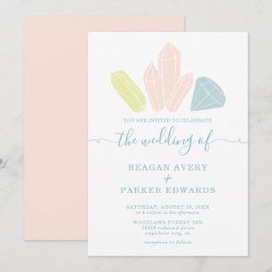 Convites Gem Stones Casamento de Pastel Elegante