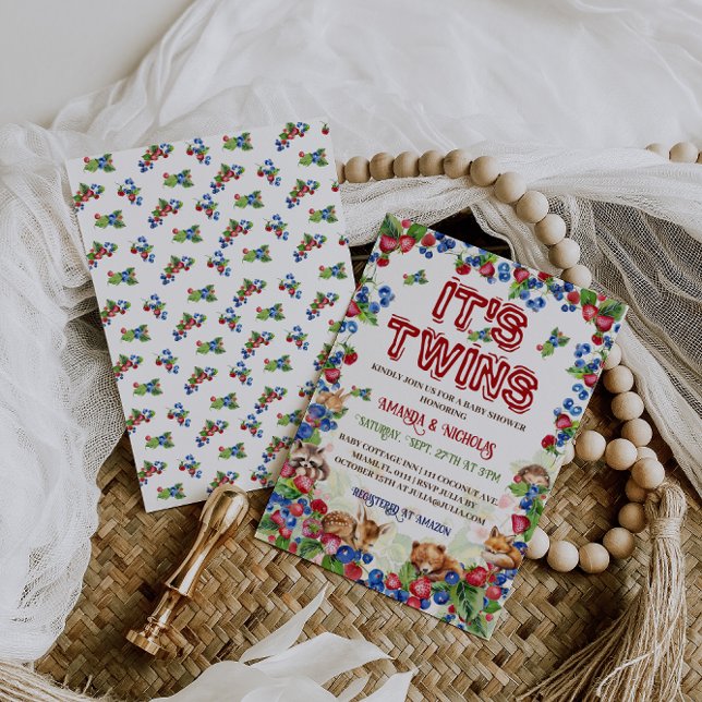 Convites Gêmeos Animais da Floresta Chá de fraldas Russo (Criador carregado)