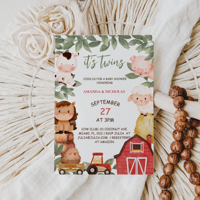 Convites Gêmeos Animais das Explorações Agrícolas Frescas C (Criador carregado)