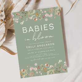 Convites Gêmeos Babeiros de Flor Selvagem em Chá de fraldas