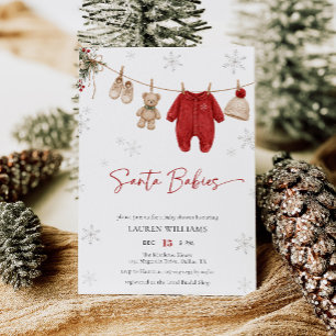 Convites Gêmeos Bebês de Papai Noel Fofo Chuveiro de Bebê d