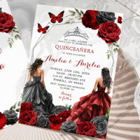 Gêmeos Black e Red Burgundy - Quinceañera Floral