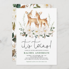 Convites Gêmeos-cervos Doce Chá de fraldas Ivory Floral Gre