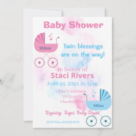 Convites Gêmeos chás de fraldas Carruagems