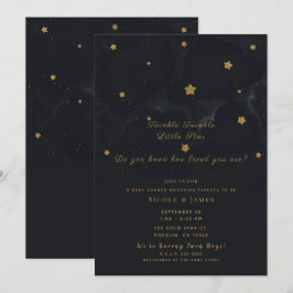 Convites Gêmeos Chuvinha de Estrelas Céu Noturno Dourado e 